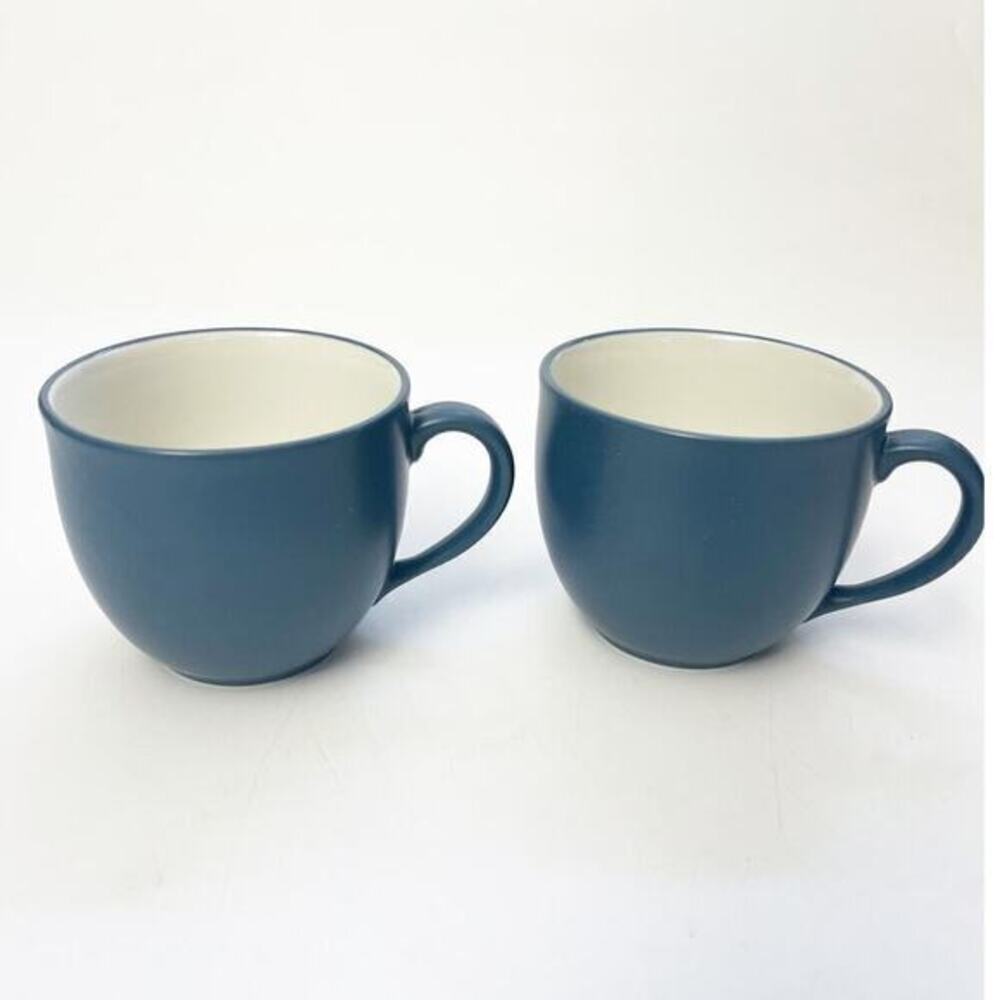 2 Coffee‎ Mugs Noritake Colorwave Blue Stoneware 3" 10 oz Minimalist Modern